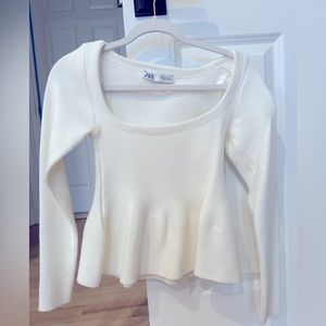 Zara White Knit Top